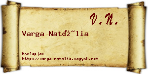 Varga Natália névjegykártya